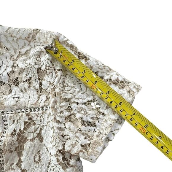 Mi Ami Ivory Lace Overlay Embroidered Floral Bridal Fairy Romantic Dress Size XS - Picture 10 of 16